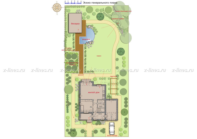 Фото планировки участка на 4 сотки — ландшафтный дизайн частного двора